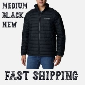 Columbia Insulated Omni Heat Puffer Jacket Black Mens M Winter Warm Snow